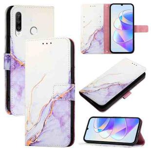 For Huawei P30 lite / nova 4e PT003 Marble Pattern Flip Leather Phone Case(LS006 White Purple)