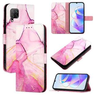 For Huawei P40 lite / nova 6 SE PT003 Marble Pattern Flip Leather Phone Case(LS001 Pink Purple Gold)