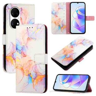 For Huawei P50 PT003 Marble Pattern Flip Leather Phone Case(LS004 Marble White)