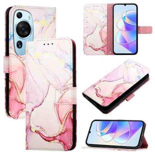 For Huawei P60 Art PT003 Marble Pattern Flip Leather Phone Case(LS005 Rose Gold)