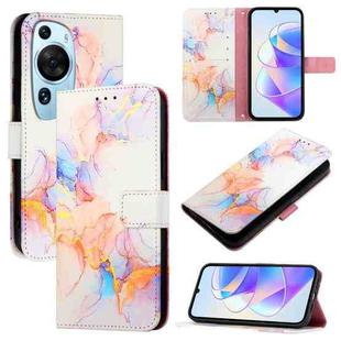 For Huawei P60 Art PT003 Marble Pattern Flip Leather Phone Case(LS004 Marble White)