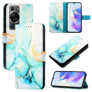 For Huawei P60 / P60 Pro PT003 Marble Pattern Flip Leather Phone Case(LS003 Green)