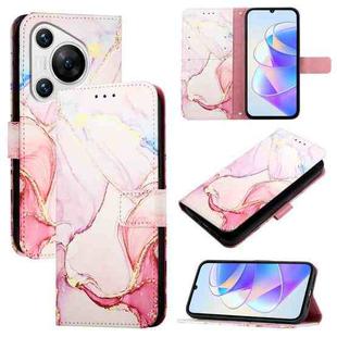 For Huawei Pura 70 PT003 Marble Pattern Flip Leather Phone Case(LS005 Rose Gold)