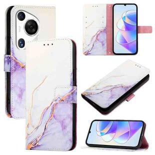 For Huawei Pura 70 Pro / 70 Pro+ PT003 Marble Pattern Flip Leather Phone Case(LS006 White Purple)