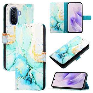 For Huawei Enjoy 50 / nova Y70 Plus PT003 Marble Pattern Flip Leather Phone Case(LS003 Green)
