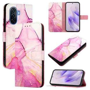 For Huawei Enjoy 50 / nova Y70 Plus PT003 Marble Pattern Flip Leather Phone Case(LS001 Pink Purple Gold)