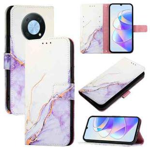 For Huawei Enjoy 50 Pro / nova Y90 PT003 Marble Pattern Flip Leather Phone Case(LS006 White Purple)