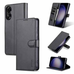 For OPPO A78 4G Global AZNS Skin Feel Calf Texture Flip Leather Phone Case(Black)