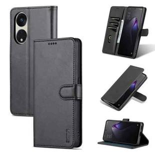For OPPO A1 Pro/Reno8 T 5G AZNS Skin Feel Calf Texture Flip Leather Phone Case(Black)