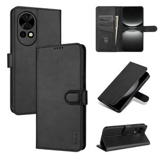 For Huawei nova 12 AZNS Skin Feel Calf Texture Flip Leather Phone Case(Black)