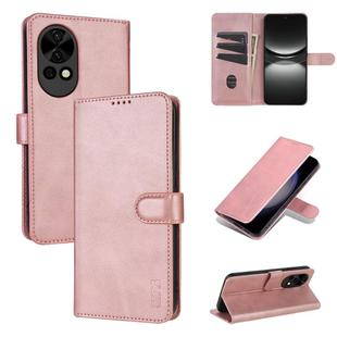 For Huawei nova 12 Pro AZNS Skin Feel Calf Texture Flip Leather Phone Case(Rose Gold)