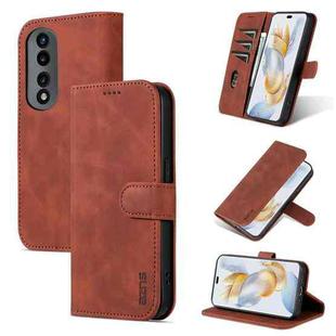 For Honor 90 AZNS Skin Feel Calf Texture Flip Leather Phone Case(Brown)