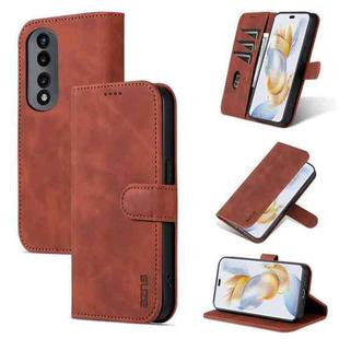 For Honor 90 Pro AZNS Skin Feel Calf Texture Flip Leather Phone Case(Brown)