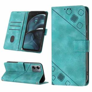 For Motorola Moto G14 Skin-feel Embossed Leather Phone Case(Green)