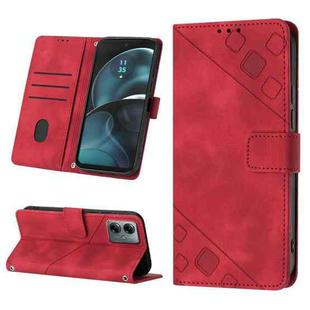 For Motorola Moto G14 Skin-feel Embossed Leather Phone Case(Red)