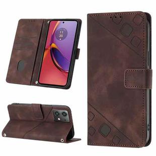 For Motorola Moto G84 Skin Feel Embossed Leather Phone Case(Brown)