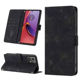 For Motorola Moto G84 Skin-feel Embossed Leather Phone Case(Black)