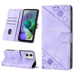 For Motorola Moto G54 Skin-feel Embossed Leather Phone Case(Light Purple)