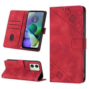 For Motorola Moto G54 Skin-feel Embossed Leather Phone Case(Red)