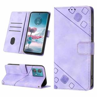 For Motorola Edge 40 Neo Skin-feel Embossed Leather Phone Case(Light Purple)