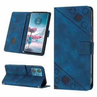 For Motorola Edge 40 Neo Skin-feel Embossed Leather Phone Case(Blue)