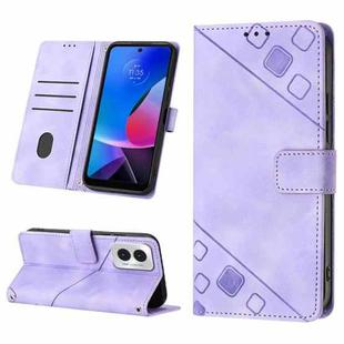 For Motorola Moto G Play 4G 2024 Skin-feel Embossed Leather Phone Case(Light Purple)