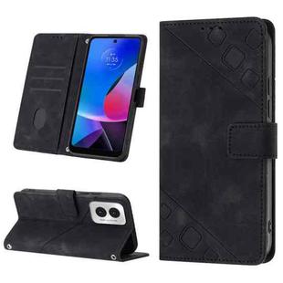 For Motorola Moto G Play 4G 2024 Skin-feel Embossed Leather Phone Case(Black)