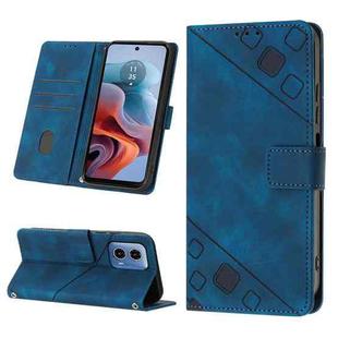 For Motorola Moto G34 Skin Feel Embossed Leather Phone Case(Blue)