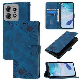 For Motorola Edge 50 Pro Skin Feel Embossed Leather Phone Case(Blue)