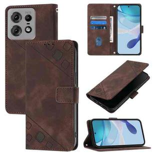 For Motorola Edge 50 Pro Skin Feel Embossed Leather Phone Case(Brown)