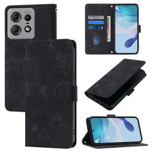 For Motorola Edge 50 Pro Skin Feel Embossed Leather Phone Case(Black)