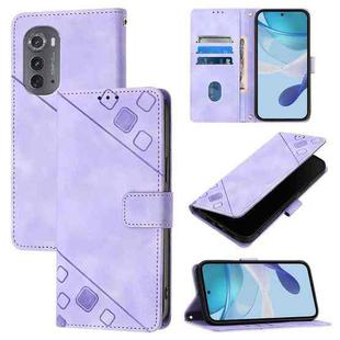 For Motorola Edge 2022 / Edge 5G UW 2022 Skin Feel Embossed Leather Phone Case(Light Purple)