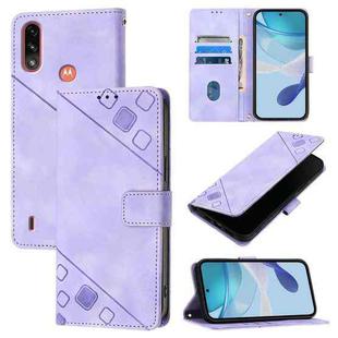 For Motorola Moto E7 Power Skin Feel Embossed Leather Phone Case(Light Purple)