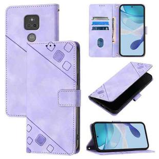 For Motorola Moto G Play 2021 Skin Feel Embossed Leather Phone Case(Light Purple)