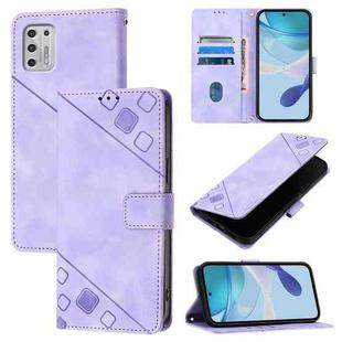 For Motorola Moto G Stylus 4G 2021 Skin Feel Embossed Leather Phone Case(Light Purple)