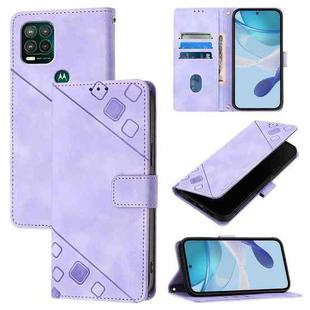 For Motorola Moto G Stylus 5G 2021 Skin Feel Embossed Leather Phone Case(Light Purple)