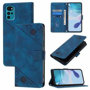 For Motorola Moto G22 / E22s / E32 India Skin Feel Embossed Leather Phone Case(Blue)