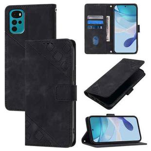For Motorola Moto G22 / E22s / E32 India Skin Feel Embossed Leather Phone Case(Black)