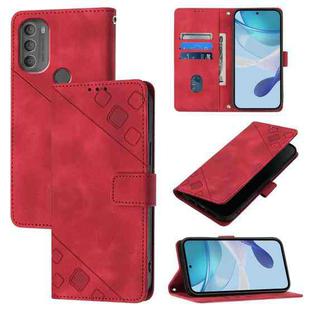 For Motorola Moto G71 5G Skin Feel Embossed Leather Phone Case(Red)