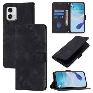 For Motorola Moto G73 Skin Feel Embossed Leather Phone Case(Black)