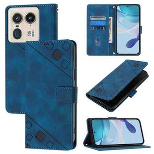 For Motorola Edge 50 Ultra Skin Feel Embossed Leather Phone Case(Blue)