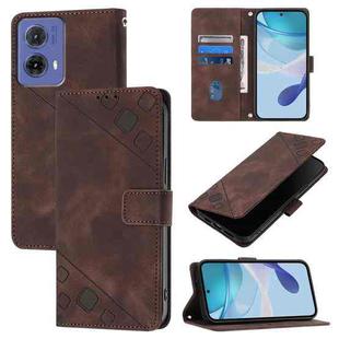 For Motorola Moto G85 Skin Feel Embossed Leather Phone Case(Brown)