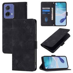 For Motorola Moto G85 Skin Feel Embossed Leather Phone Case(Black)