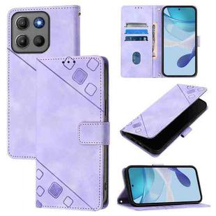 For Motorola Moto G15 / G15 Power Skin Feel Embossed Leather Phone Case(Light Purple)