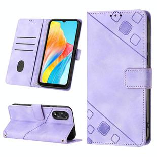 For OPPO A38 4G Global Skin-feel Embossed Leather Phone Case(Light Purple)