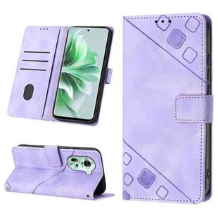 For OPPO Reno11 5G Global Skin-feel Embossed Leather Phone Case(Light Purple)