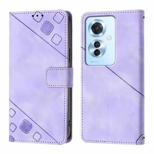 For OPPO F25 Pro 5G India Skin-feel Embossed Leather Phone Case(Light Purple)