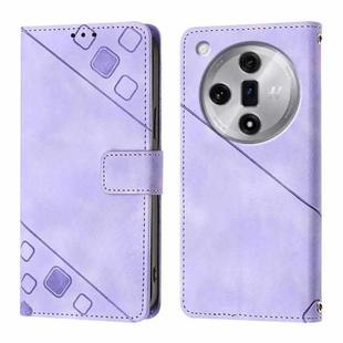 For OPPO Find X7 Skin-feel Embossed Leather Phone Case(Light Purple)