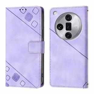 For OPPO Find X7 Ultra Skin-feel Embossed Leather Phone Case(Light Purple)