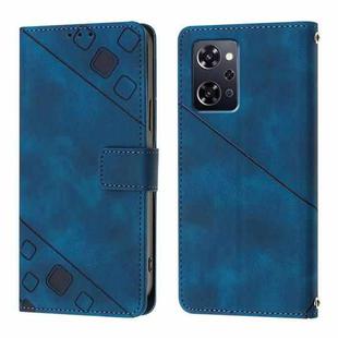 For OPPO Reno9 A JP Version Skin-feel Embossed Leather Phone Case(Blue)